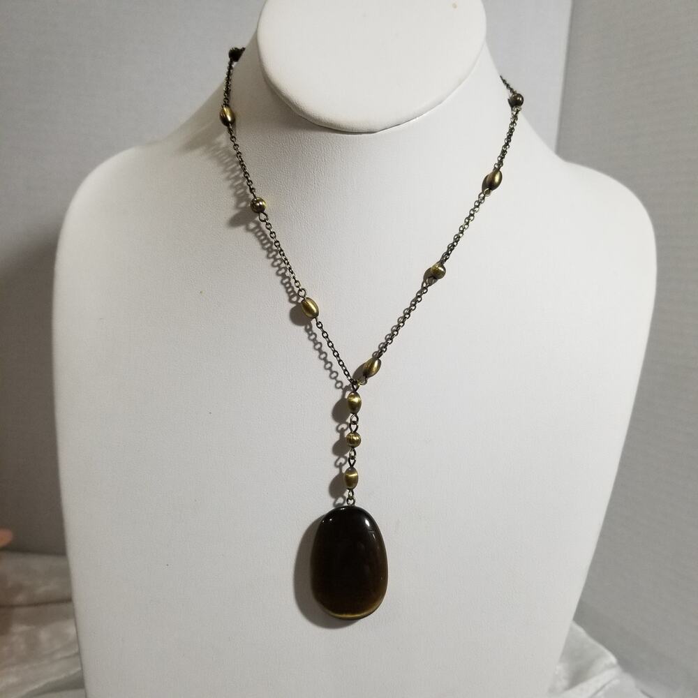 Park Lane vintage bronze chain large oval pendant 1.1957